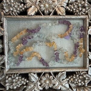 Multicolor Gemstone Beaded Necklace, Amethyst, Citrine & Blue Topaz